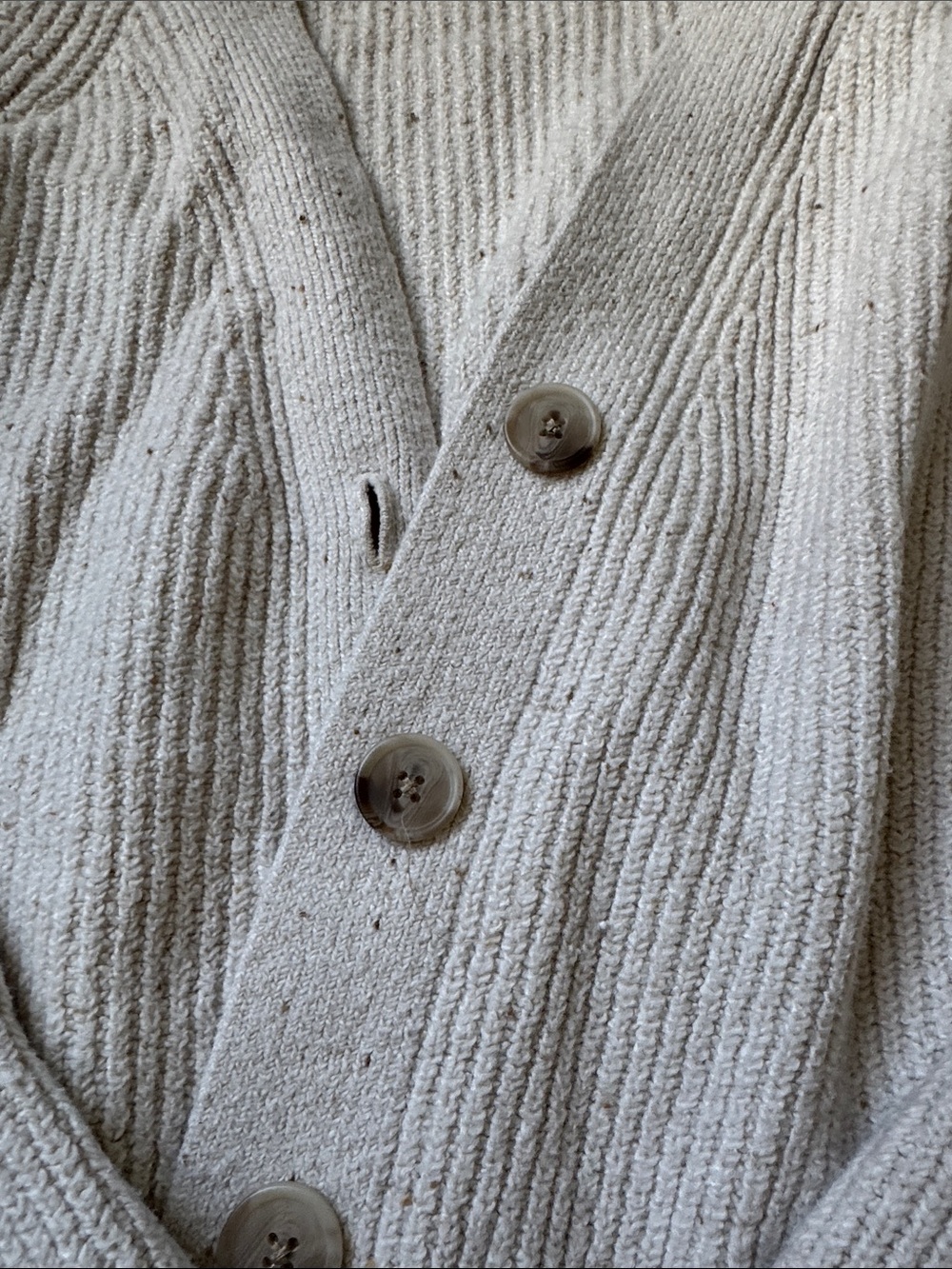 Old Navy Neutral Cream Ribbed Button Cardigan - Picture 3 of 3